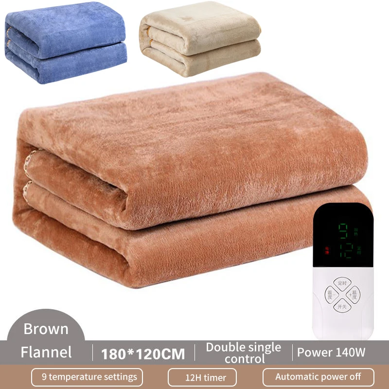 

Flannel Electric Blanket Bed Double 220V Heating Thermostat Throw Electric Blanket 2 Persons 9 Level Temperature Smart Remote