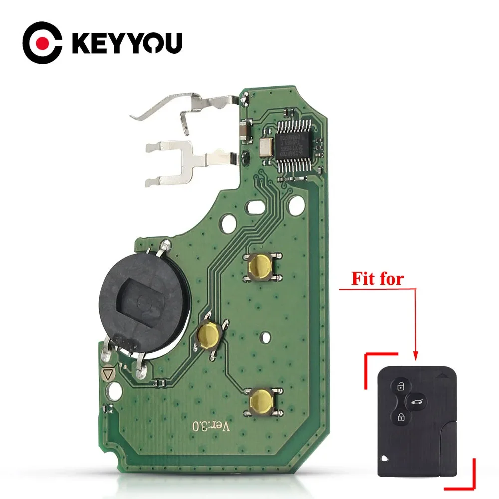 

KEYYOU 10x Remote For Renault Clio Logan Megane 2 3 Scenic 2003-2008 Smart Key Card Circuit Board 434Mhz ID46 PCF7947 Chip 3 BTN