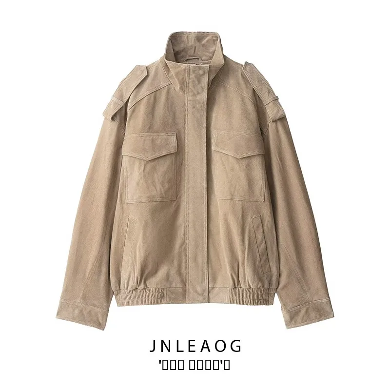 

Faionable Versatile Faux Leather Jaet Autumn New Arrival Women's Clothing Soft Texture All-Match Sle Long Sve Zipper