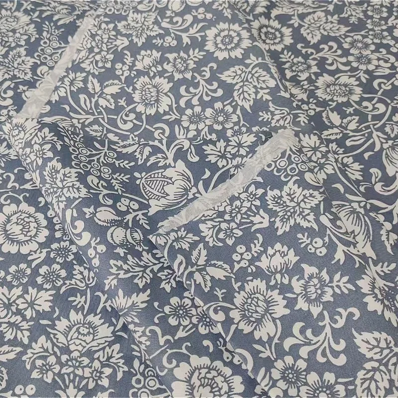 

2025 New Blue Cotton Retro Forest Style Small Floral Fabric Handmade DIY Clothing Dress Fabric by 62.99inches*39.37inches