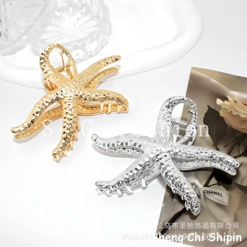 

Gold Silver Starfish Hair Claw Clips Fashion Personality Large Size Hair Clips for Women Bun Hairstyle Styling Hair Accessories