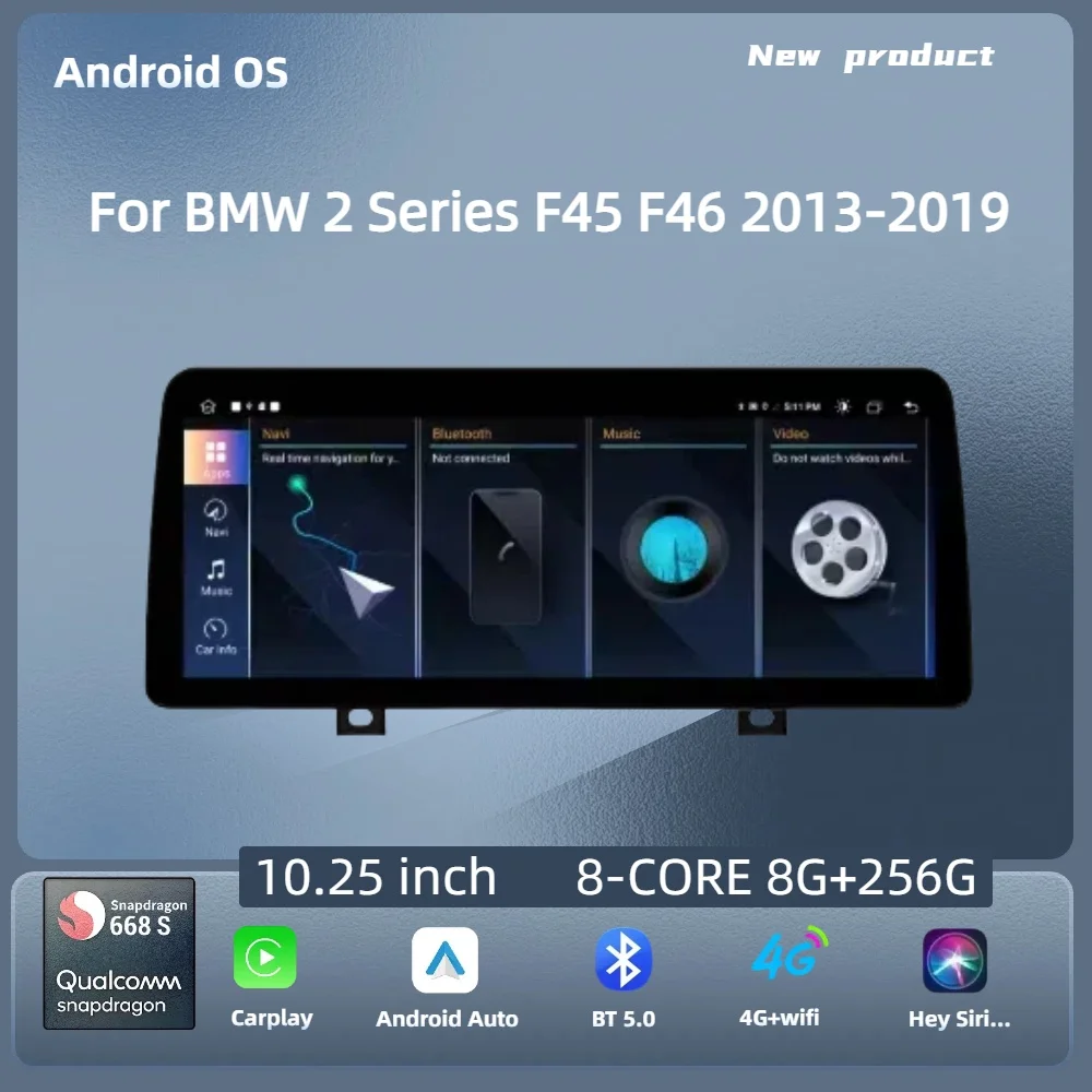 

For BMW 2 Series F45 F46 2013-2019 Car Radio10.25 inch Android 14 4G Wireless Bluetooth Carplay Snapdragon 680 Head Unit Screen