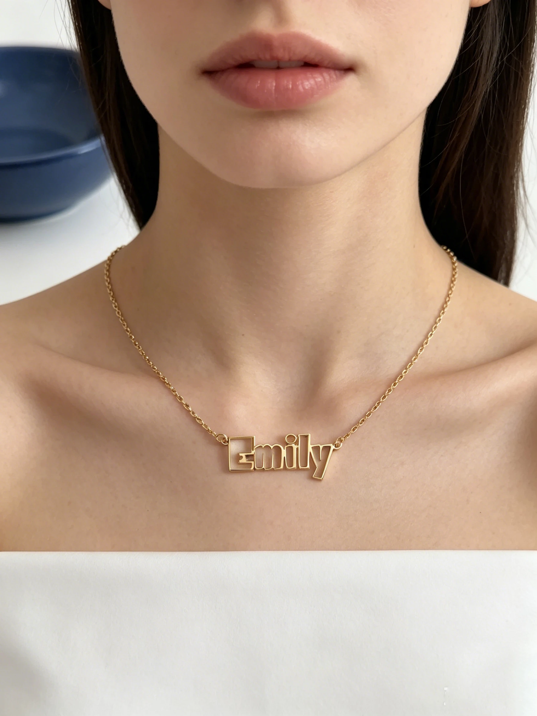 Collar con nombre personalizado, gargantilla con nombre simple, collares con iniciales huecas a medida para mujer, joyería de acero inoxidable