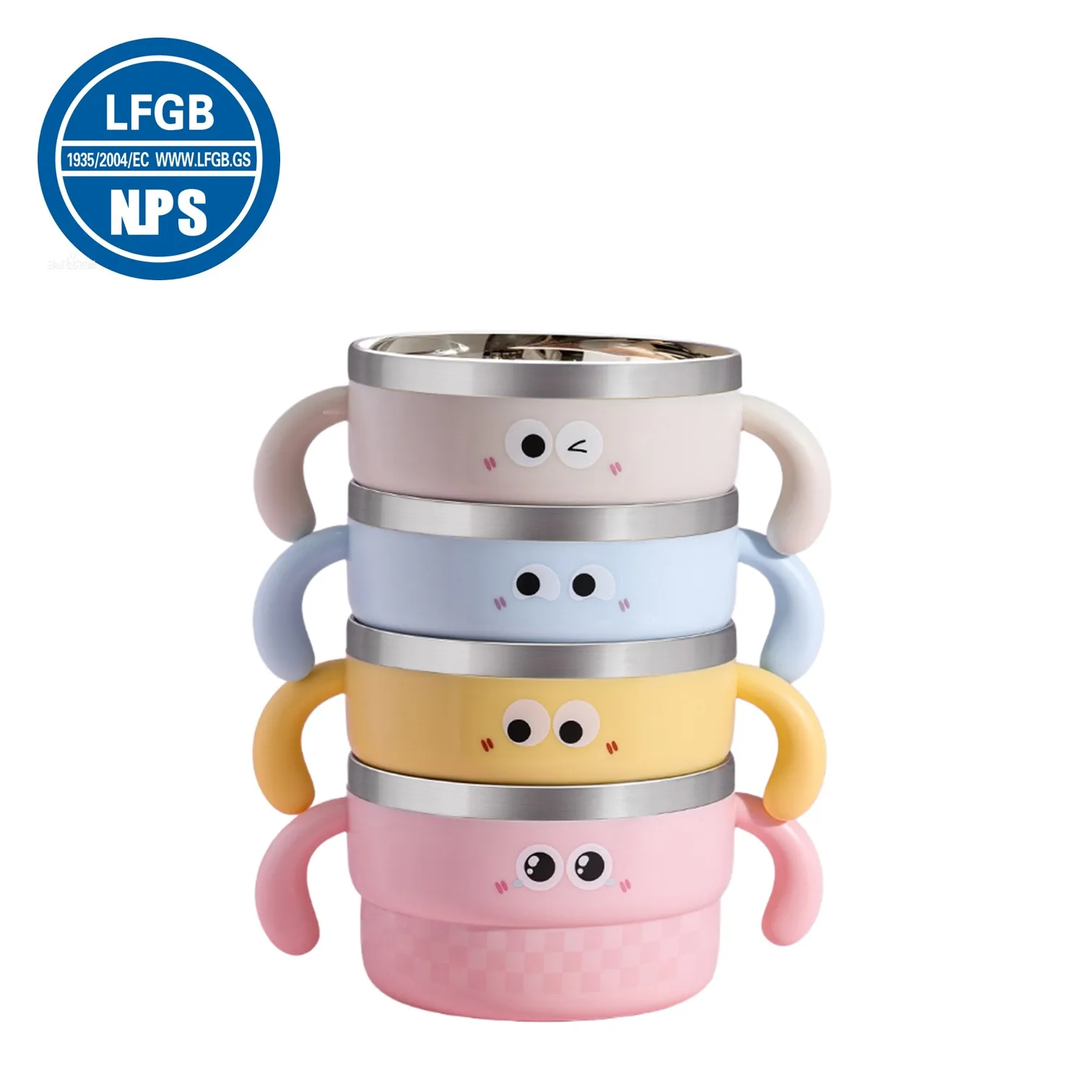 LFGB Certification Medical Application Material Baby Feeding Bowl with Poweful Suction Cup and Cover 3 Color 500ml Kid's Bowl
