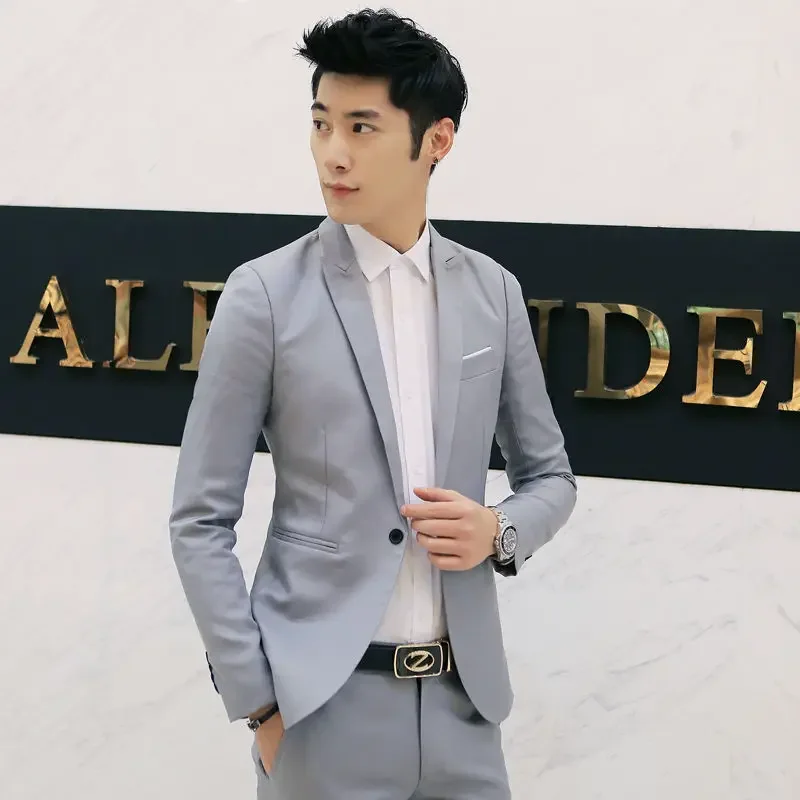 Autumn New Men's Casual Suit Casual Business Office Suit Jacket Solid Trendy Non-ironing Anti-wrinkle Slim Fit Men's Blouse