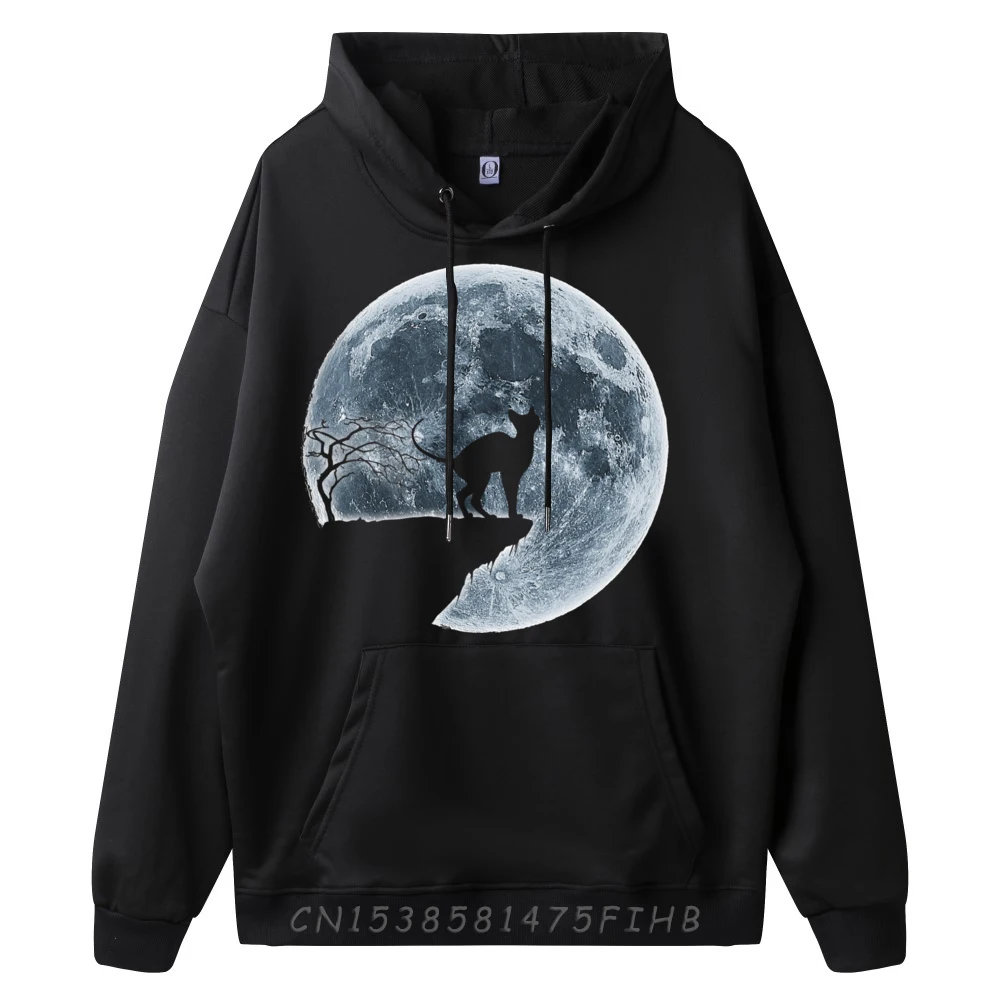 Sphynx Cat Halloween Costume Moon Silhouette Brand Clothing Mens Hoodie Design Christmas Sweater