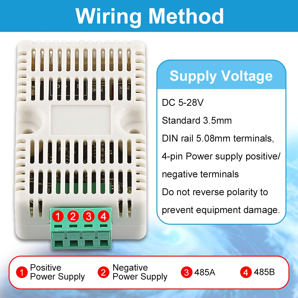 SHT30 Temperature Humidity Sensor Industrial Sensors Monitor Transmitter 5Pin 35MM DIN Tracks Output RS485 Modbus Protocol
