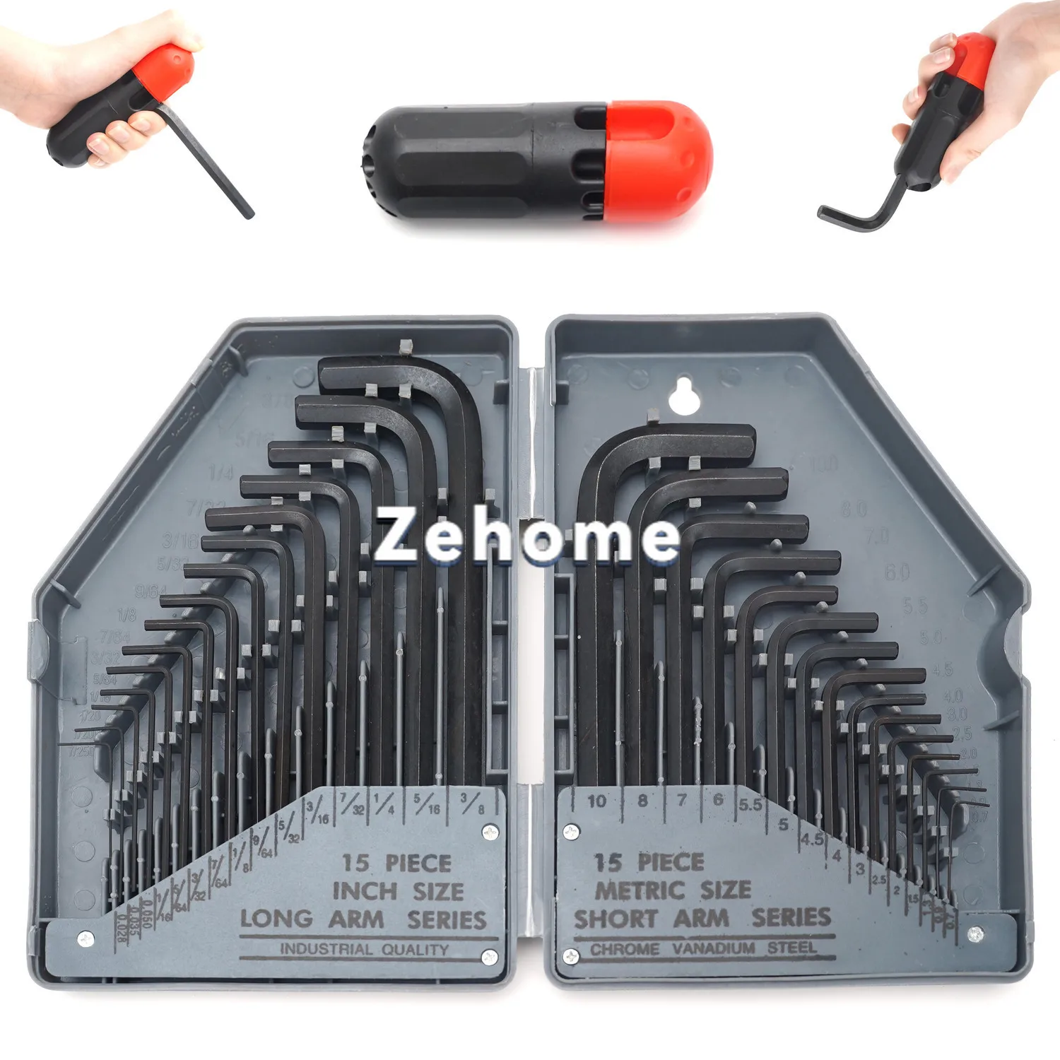 30PC Boxed Metric Imperial Black Extended Hexagon Tools Full Set of Hexagon Tools Wrench