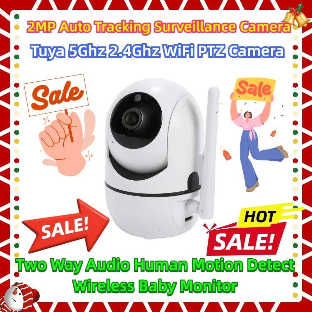 

2MP Auto Tracking Surveillance Camera Two Way Audio Human Motion Detect Wireless Baby Monitor Tuya 5Ghz 2.4Ghz WiFi PTZ Camera