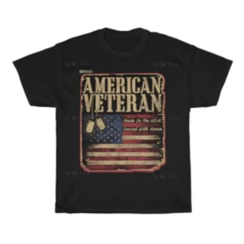 T-shirt pour homme en coton 100% à manches courtes, avec inscription « Served With Honor American Veteran »