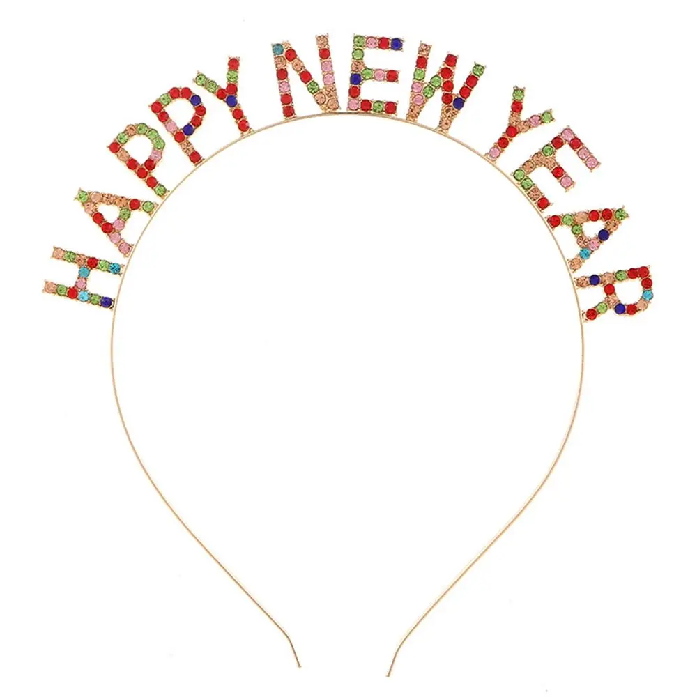 New Year Headdress Alloy New Year Gift Letter Korean Style Hair Hoop Rhinestone Crown Female Jewelry HAPPY NEW YEAR Headband