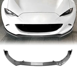 Front Bumper Spoiler Lip For Mazda MX-5 MX5 Miata ND 2016-2025 2-Door Carbon Fiber Look/Gloss Black Lower Splitter Protector Kit