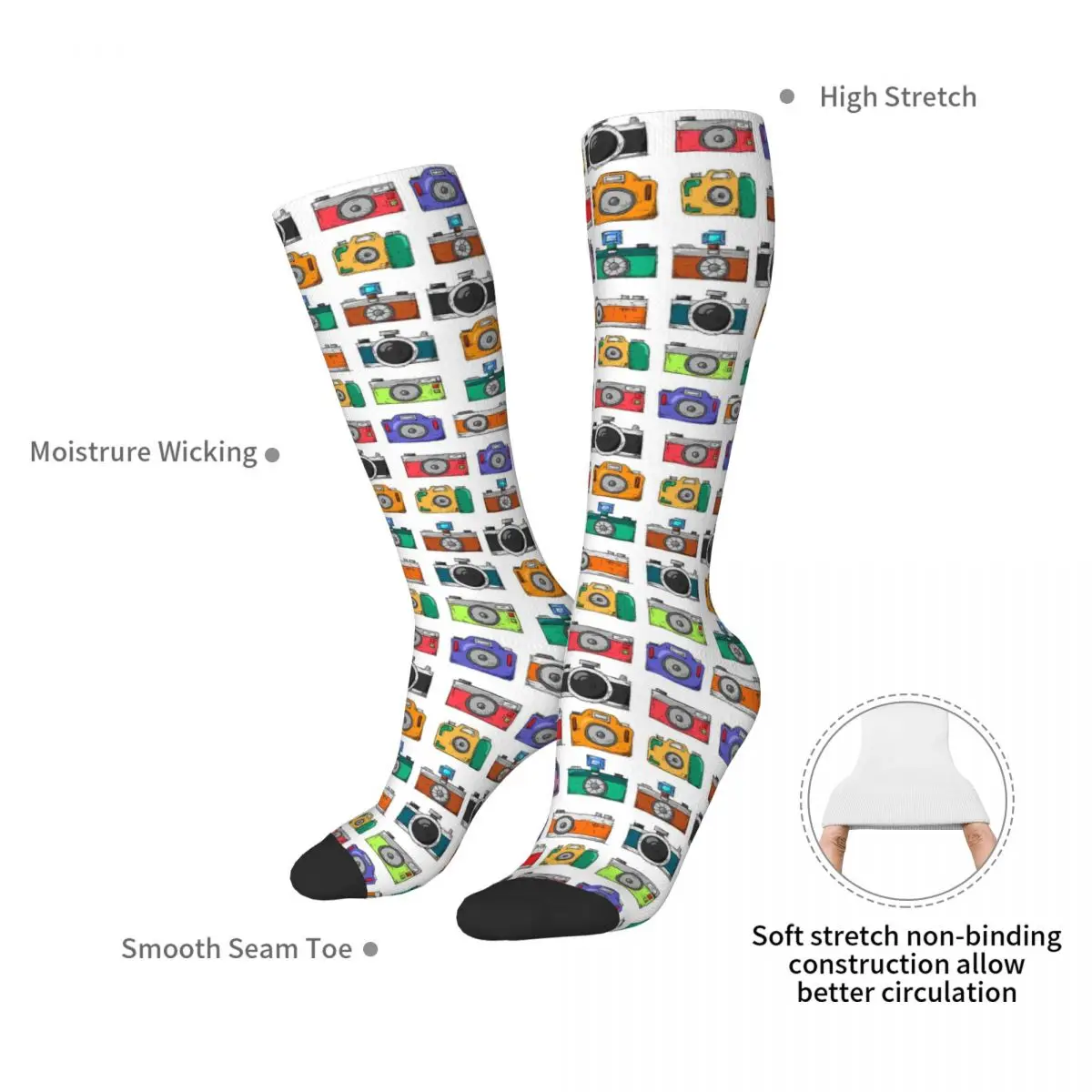 Retro Kamera Socken Harajuku super weiche Strümpfe die ganze Saison lange Socken Zubehör für Männer Frau Weihnachts geschenke