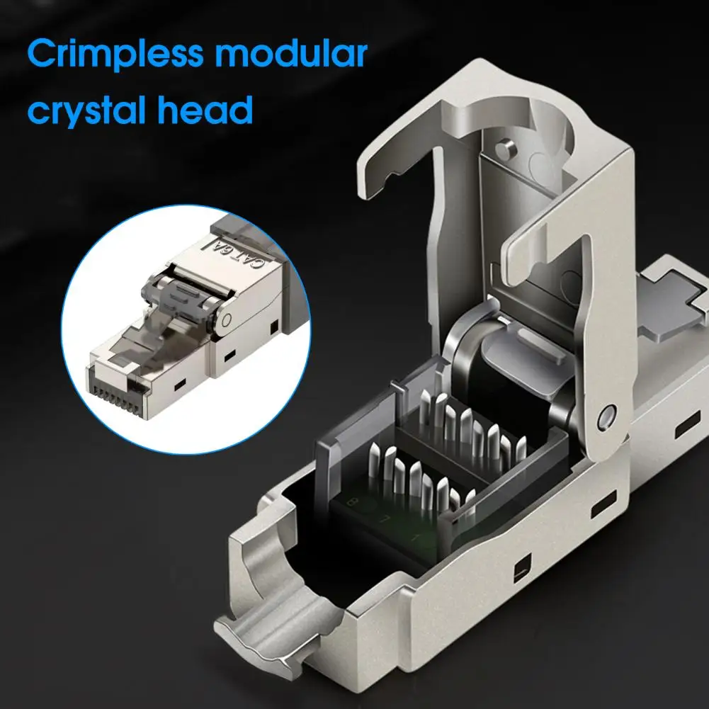 Useful Network Crystal Heads Plug Play Pressure-free Tool-Free Shielded Crystal Connector Cable Connection