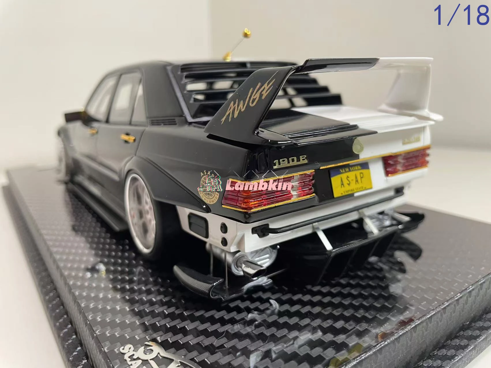 VIP Model 1/18 benz 190E asap black white limited99 resin unopenable sports Home Static Display Car Decoration Gifts Birthday
