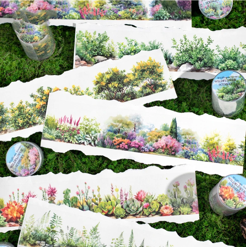 JIANWU 50 mm * 200 cm Berg- und Wildblumen-Serie, Vintage-Pflanzenlandschaftsbau, PET-Klebeband, kreatives DIY-Tagebuch, Collage, Schreibwaren