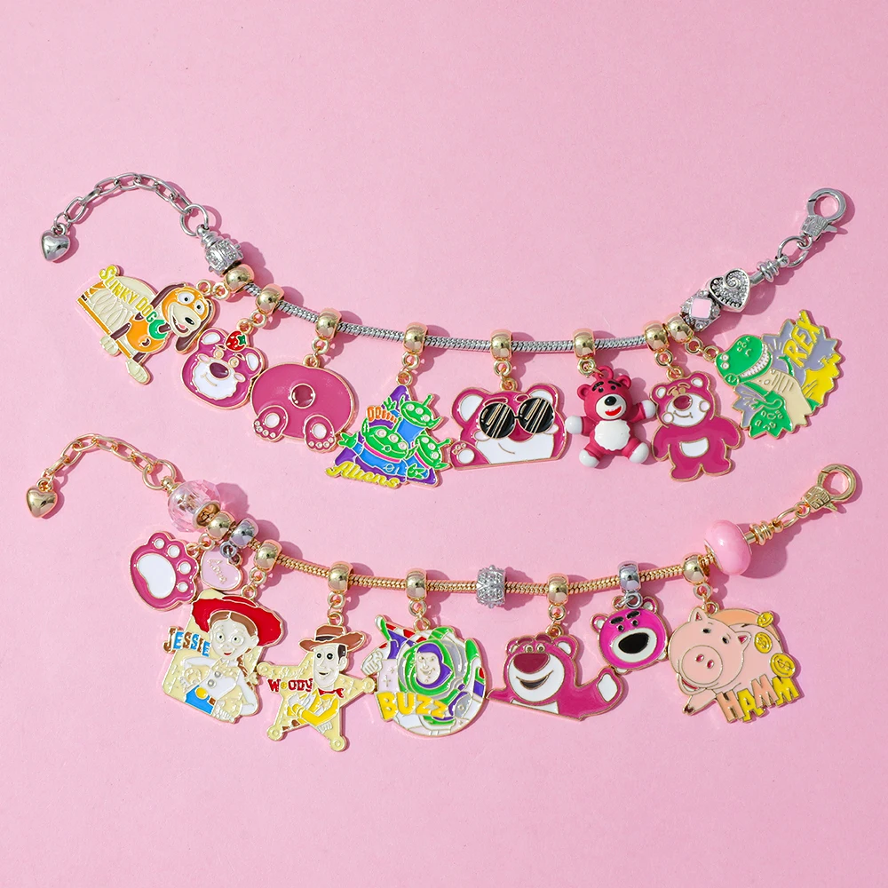 Disney Cartoon Toy Story Lotso Series Bead Pendant DIY Bracelet Blind Box Party Toy Gift Kawaii Accessory