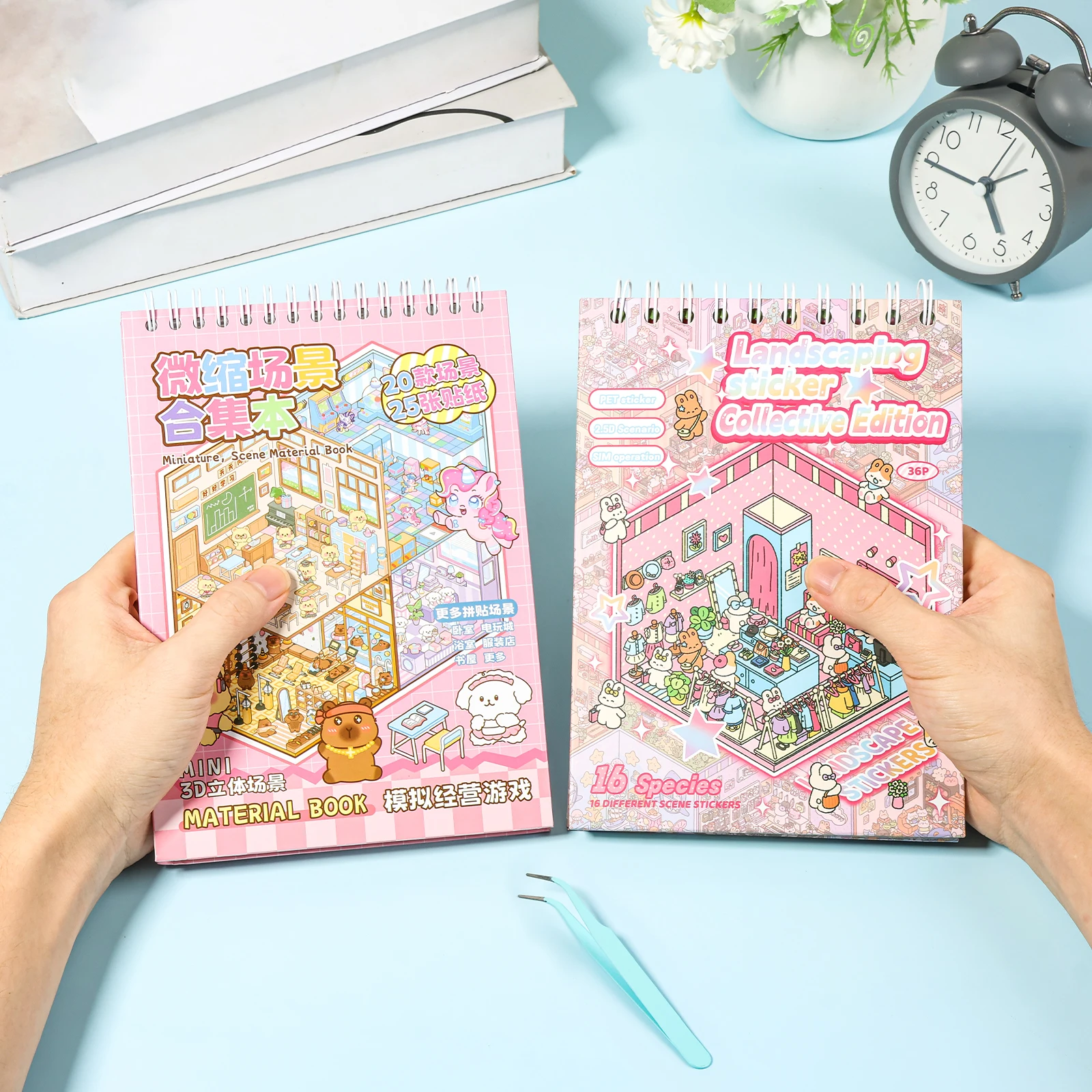 

3D Landscape Sticker Book Miniature Scene Sticker Mini Visual Stacking Cabin Scene Sticker Festival Birthday Gift to Student Kid