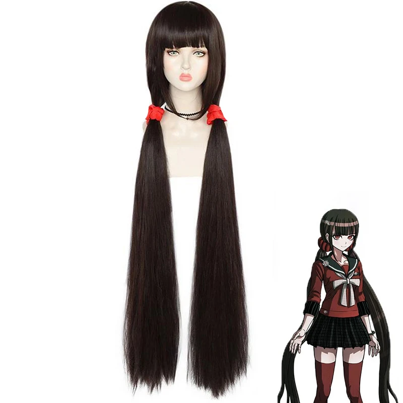 Harukawa Maki Cosplay  Synthetic Wig Game Danganronpa V3 Costume Black Long Straight Play Wigs Halloween Costumes Hair