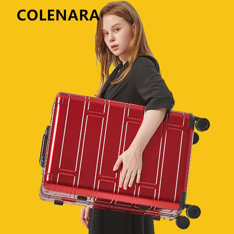 

COLENARA Cabin Suitcase 20 Inches Boarding Box 24 “business Trolley Case 28” All Aluminum Magnesium Alloy Line Men's Luggage