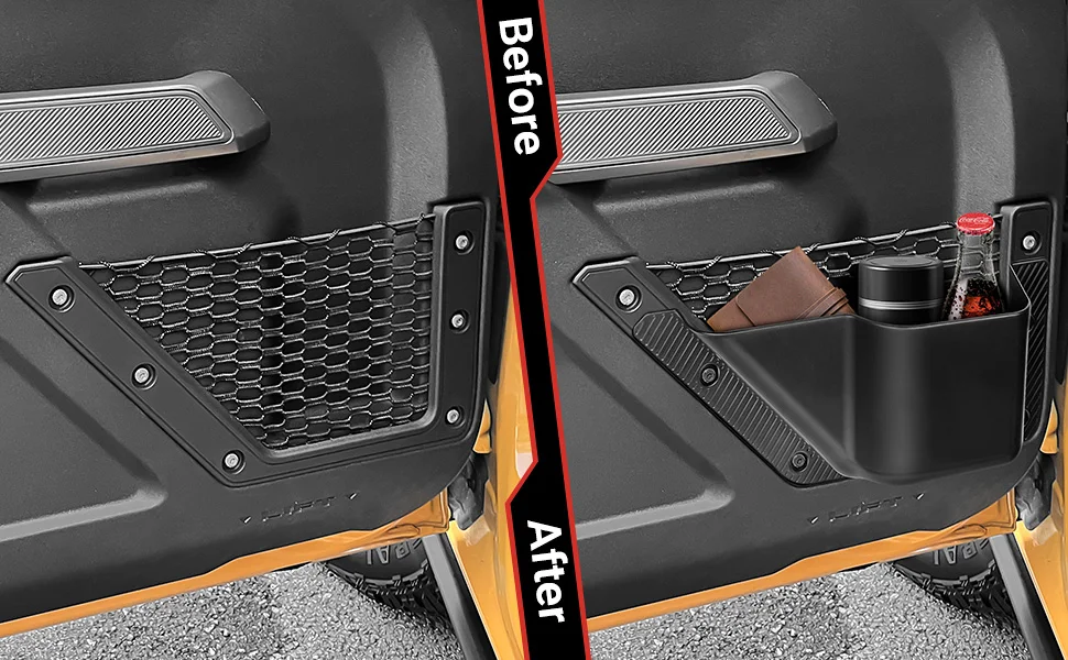 Kompatibel mit 2021-2025 2026 Ford Bronco Zubehör Getränkehalter Seitenorganizer Box für Bronco Aufbewahrung 2/4-Türer (Nicht Sport) – Detail 4