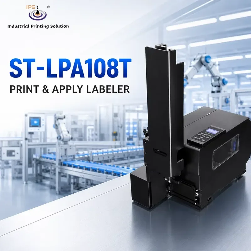 HCY IPS ST-LPA108T Auto Print Label Applicator Machine Variable Data Labelling for Food Pouches