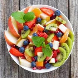 Festive Artificial Decorations Pvc Simulated Fruit Slice Tray Pitaya Peach Watermelon Apple Cubes Fruits Salad Model 4pc/lot