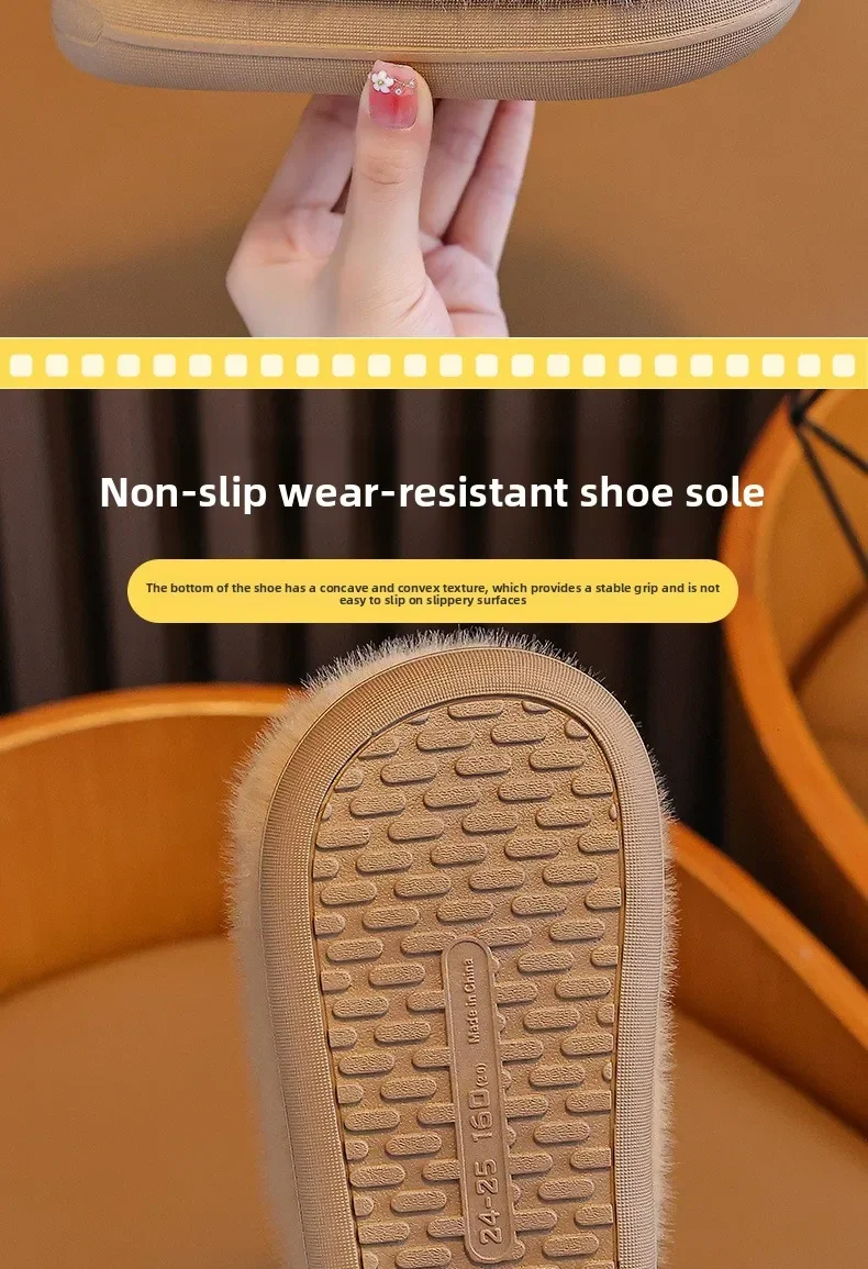 2026 Mädchen Herbst Winter Baumwoll-Hausschuhe Kinder Slip-On Warme Schuhe Niedlicher Hase Rutschfest Weich Bequem Plüsch Hausschuhe für drinnen – Detail 11