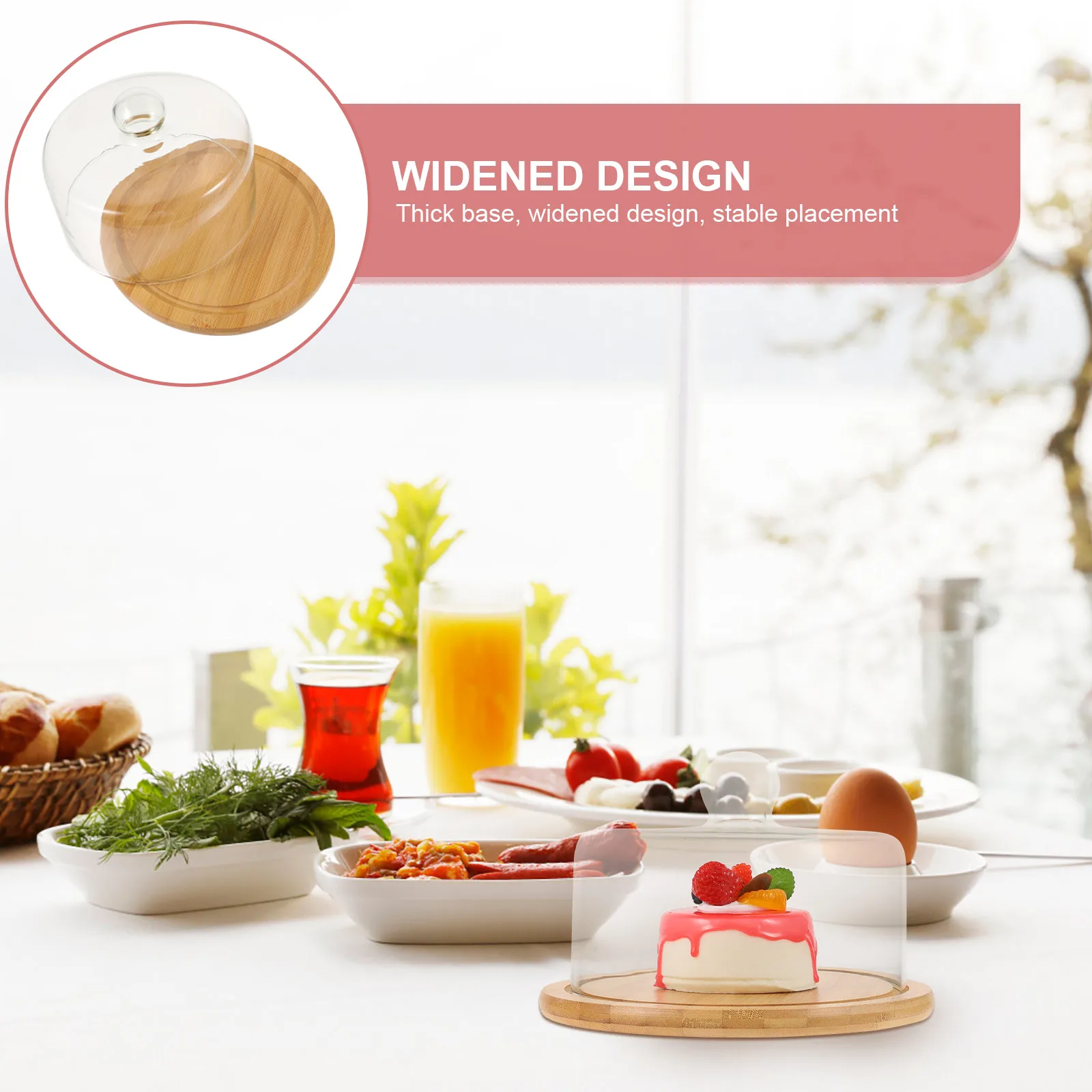 

1 set 1 Set Wooden Tray Glass Cover Japanese Style Dessert Tray Set Afternoon Tea Table Decor Transparent Shield Snack Pallet