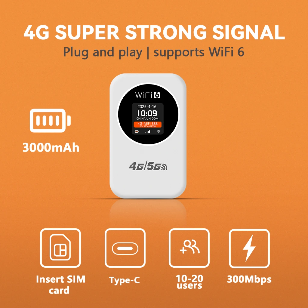 DNXT M32 4G Portable MiFi Wireless Mobile Router with  SIM Card Compatible Universal Network Support Works with EU/AS/AF Regions