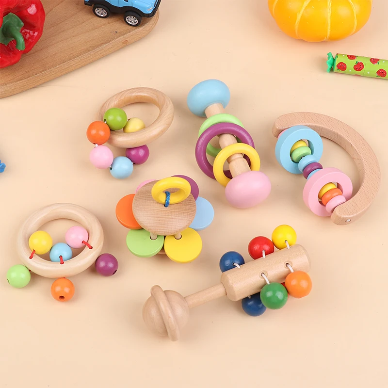 Baby Handheld Ringing Instrument Toy Wooden Musical Instruments Toy Baby Rattle Early Education Toys Griping Practice Toys