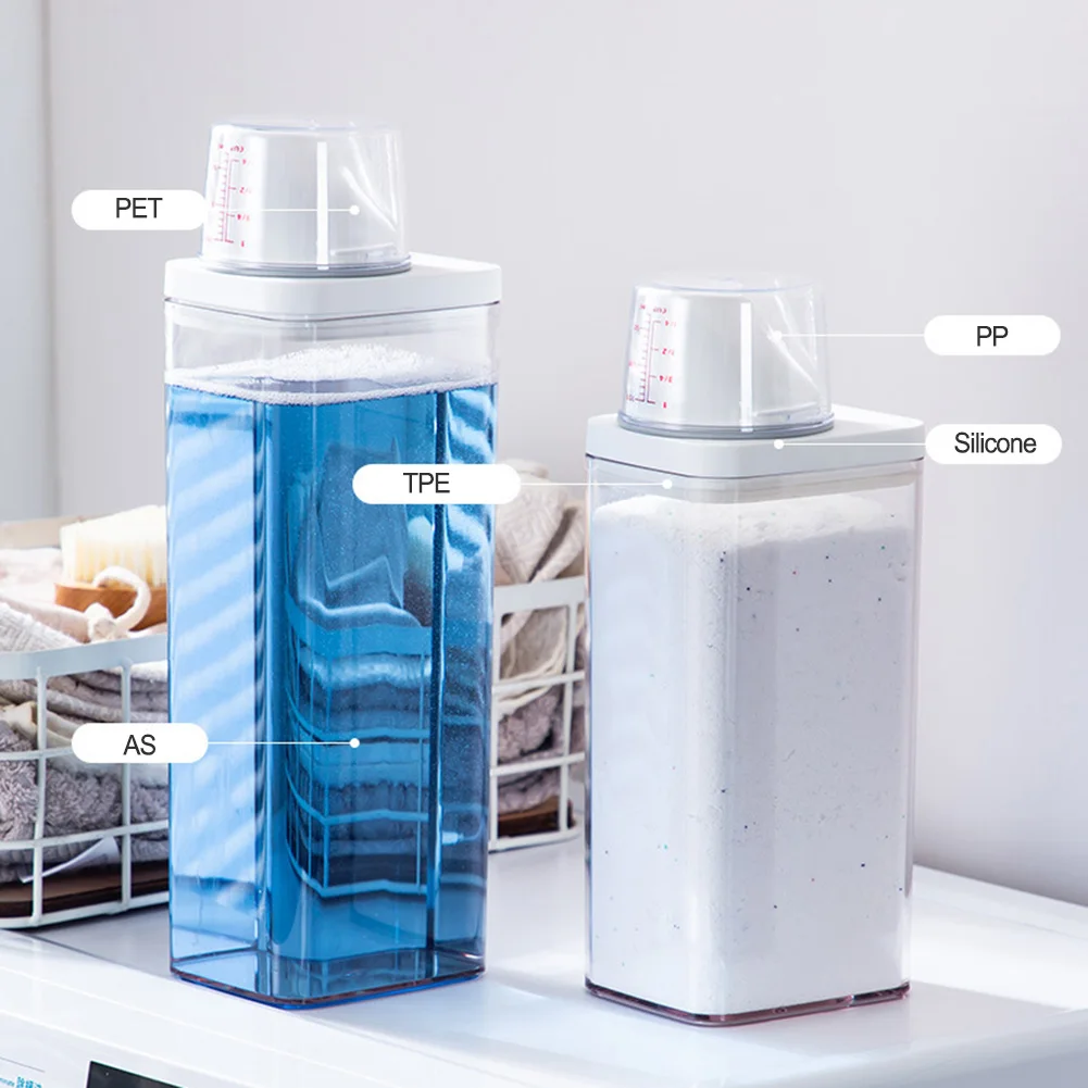 Laundry Detergent Dispenser Washing Powder Container With Measuring Cup Laundry Washing Powder Container Storage Bottle