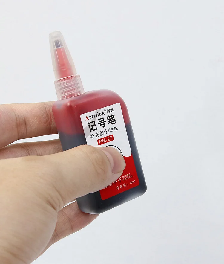 4-Farben 15ml Marker-Nachfülltinte, Ölbasiert Schnelltrocknend Wasserfest und Nicht Verblassend, Nicht Löschbare Marker-Tinte, Haltbarkeit von 72 Stunden – Detail 8