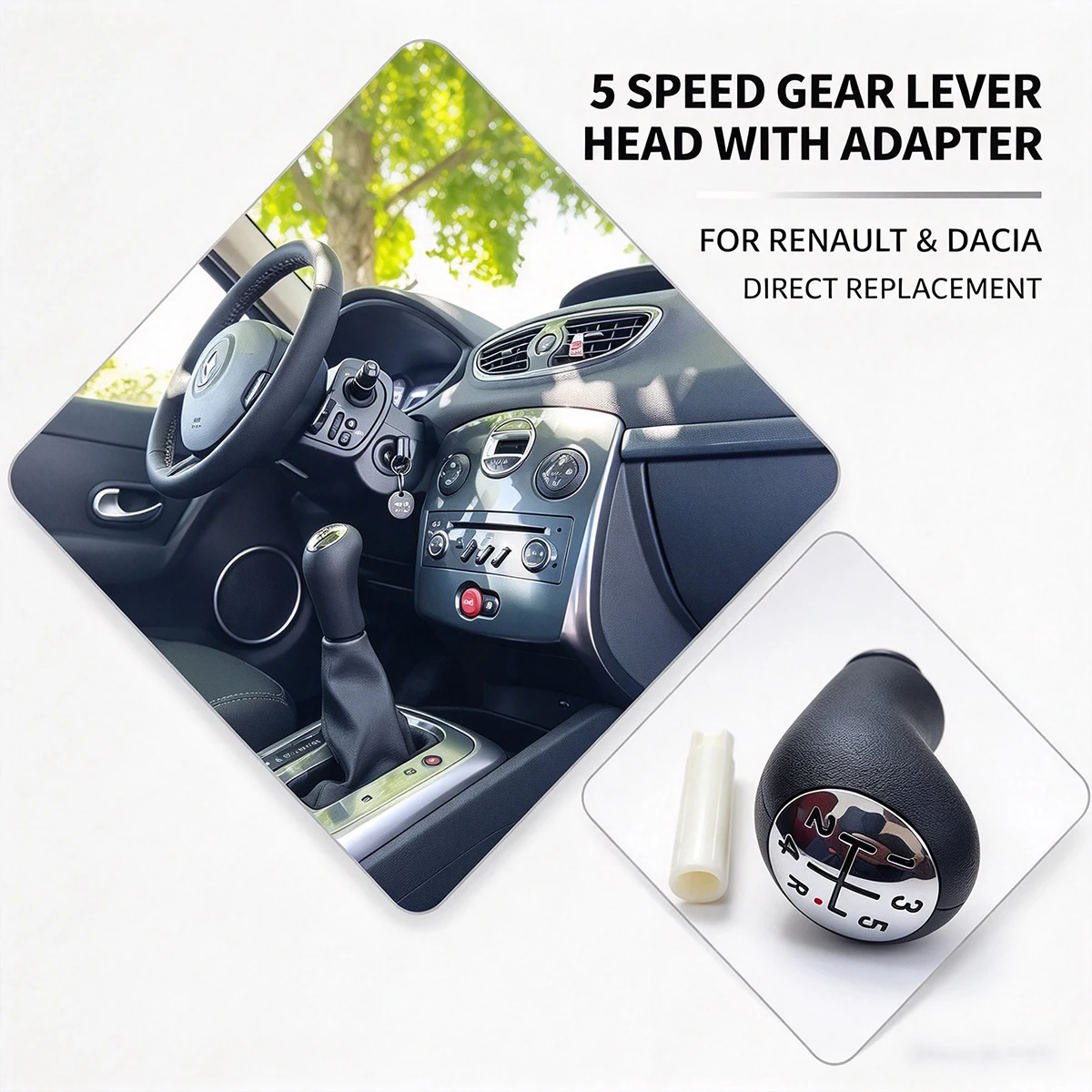 OEM Style 5 Speed Gear Shift Knob For Renault Clio 3 Twingo 3 Laguna 2 Modus - For Dacia Dokker Duster Logan II