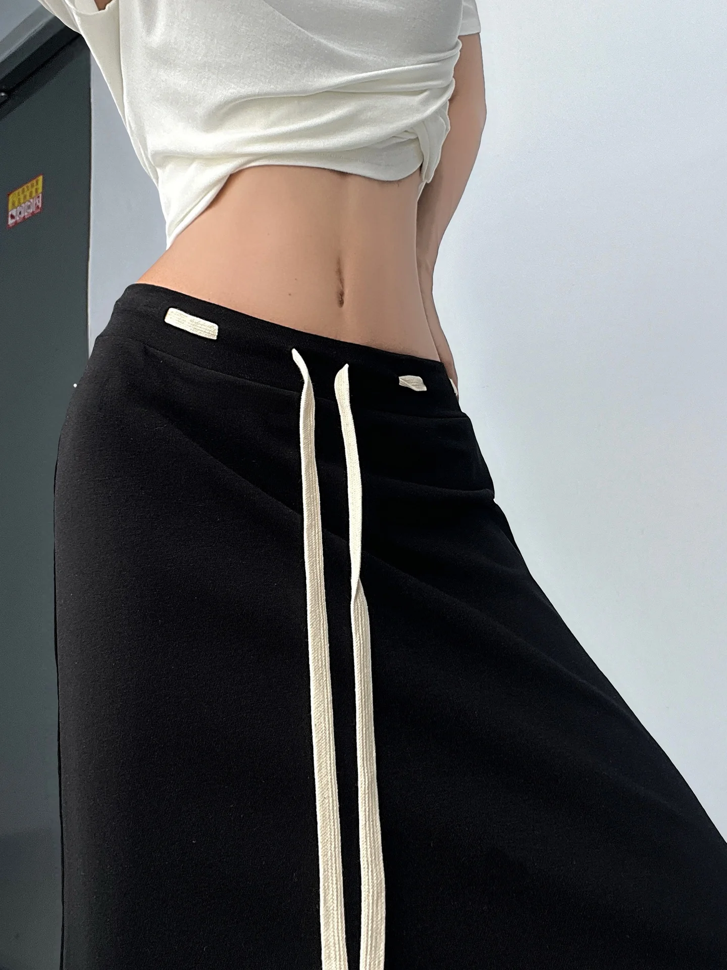 Loose Elastic Waist Rope A-Line Skirt Women's Summer New Style Slimming Midi Skirt Comfortable Fit High Waist Cotton Village