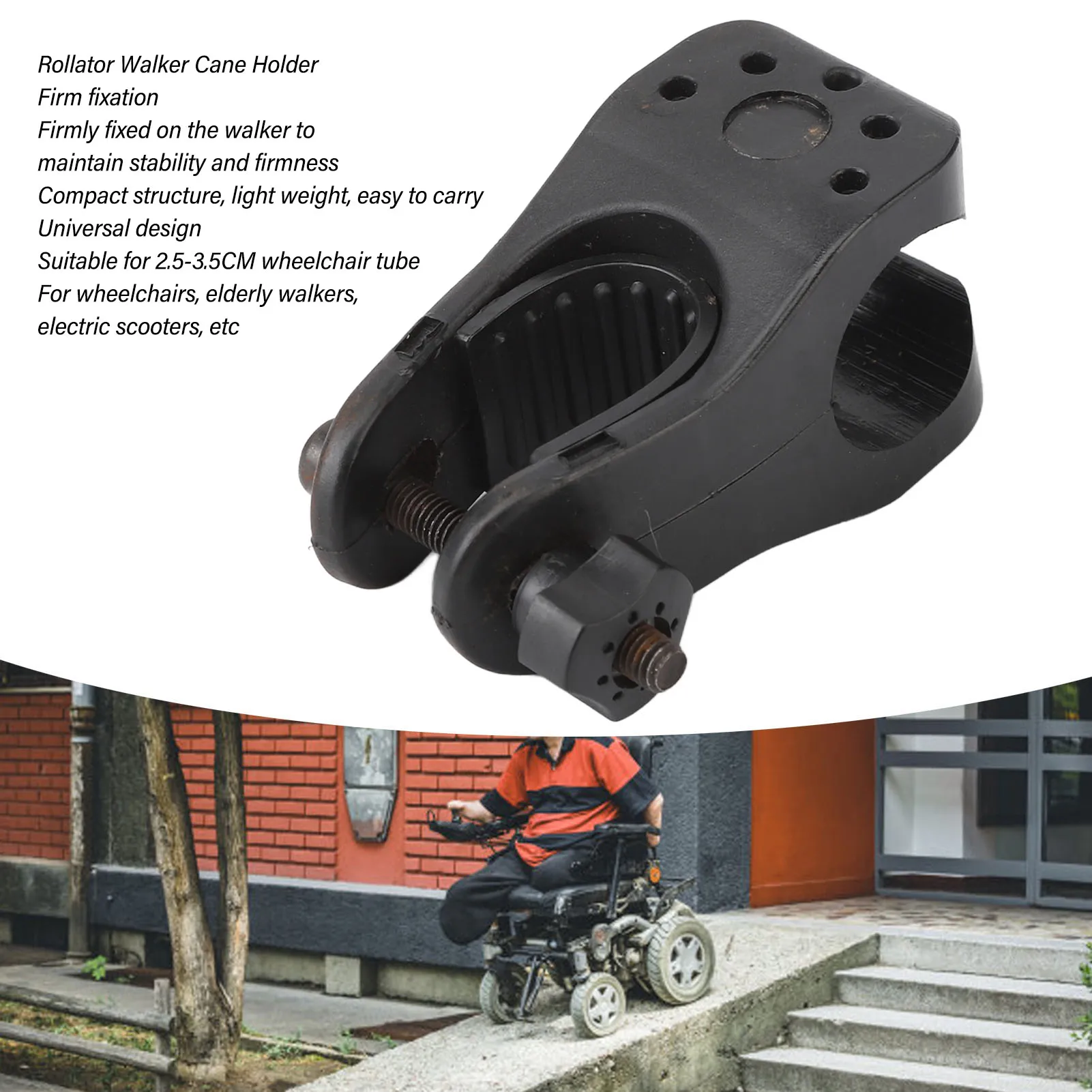 Rollator Walker Cane Holder Universal Walking Stick Holder Accessories for Wheelchairs Elderly Walkers Electric Scooters