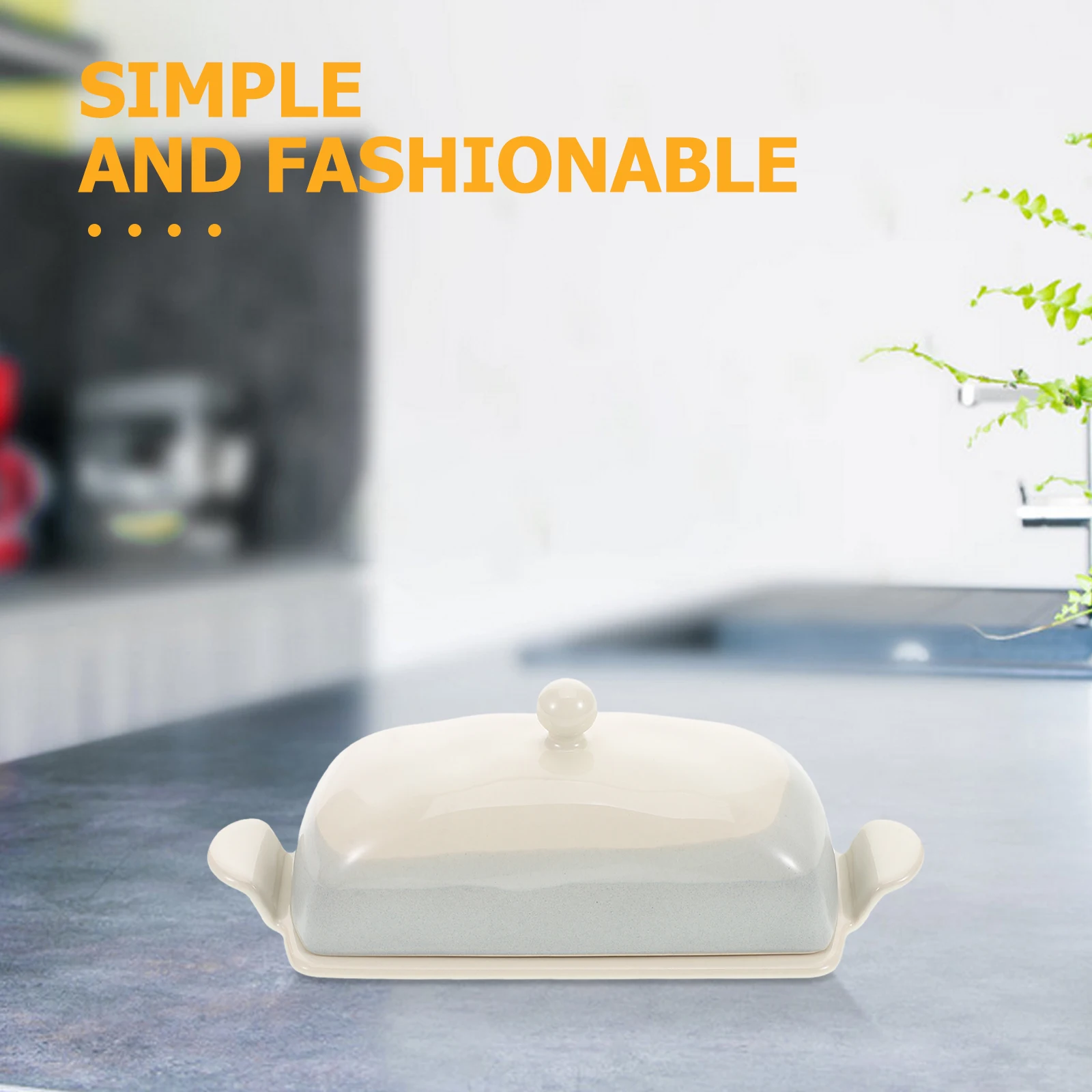 

Kitchen Butter Dish with Lid Ceramic Butter Box for Fresh Food Storage Elegant Condiment Tray for Dining Table Serving