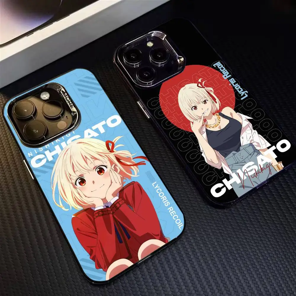 

DA-L-Lycoris R-Recoil Chisato N-Nishikigi Phone Case For iPhone 16 17 15 14 12 13 Pro Max Black Color Shockproof Cover