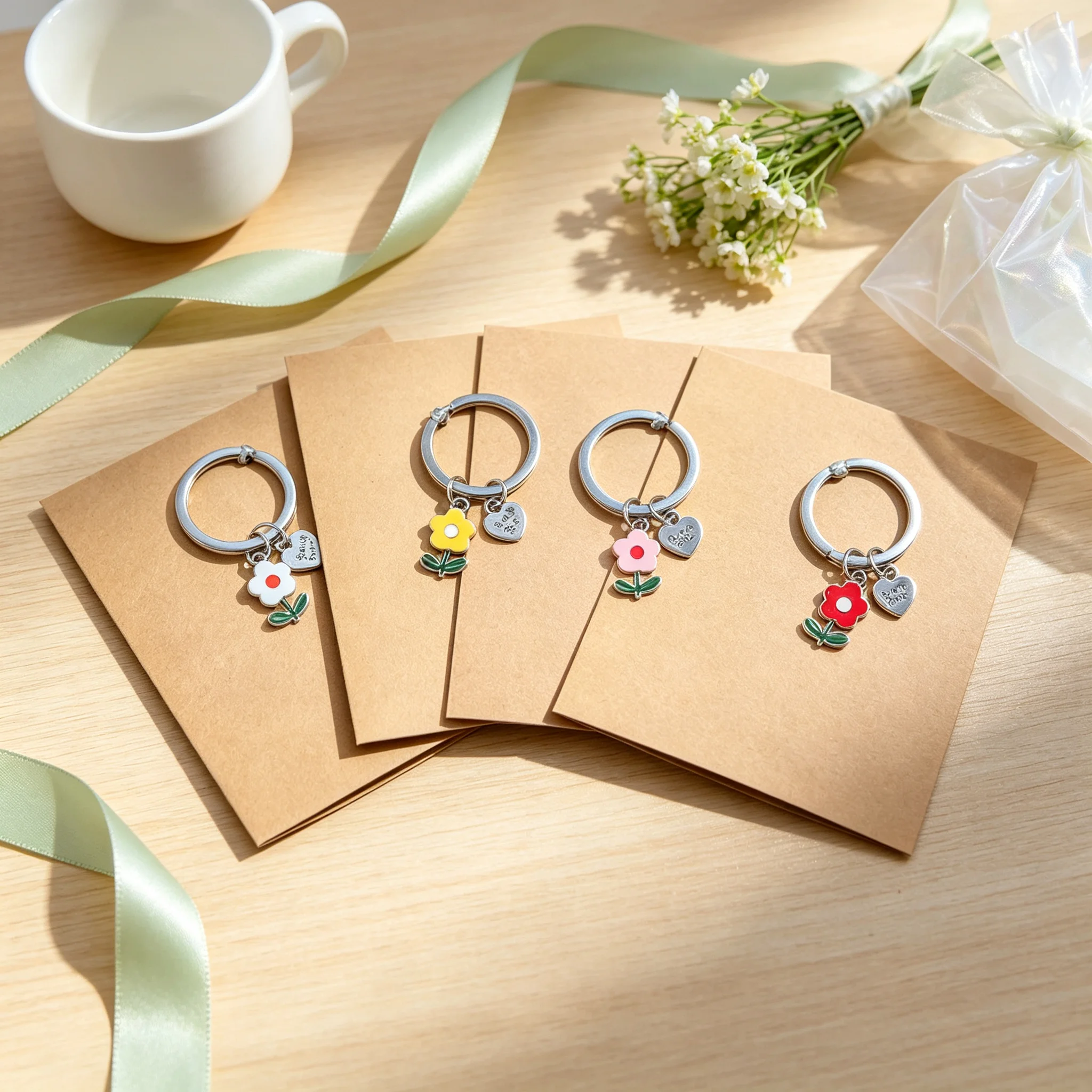 Fashion Thank You For Helping Me Grow Keychain Creative Flower Bag Charm Keyring Exquisite Pendant Gratitude Gift