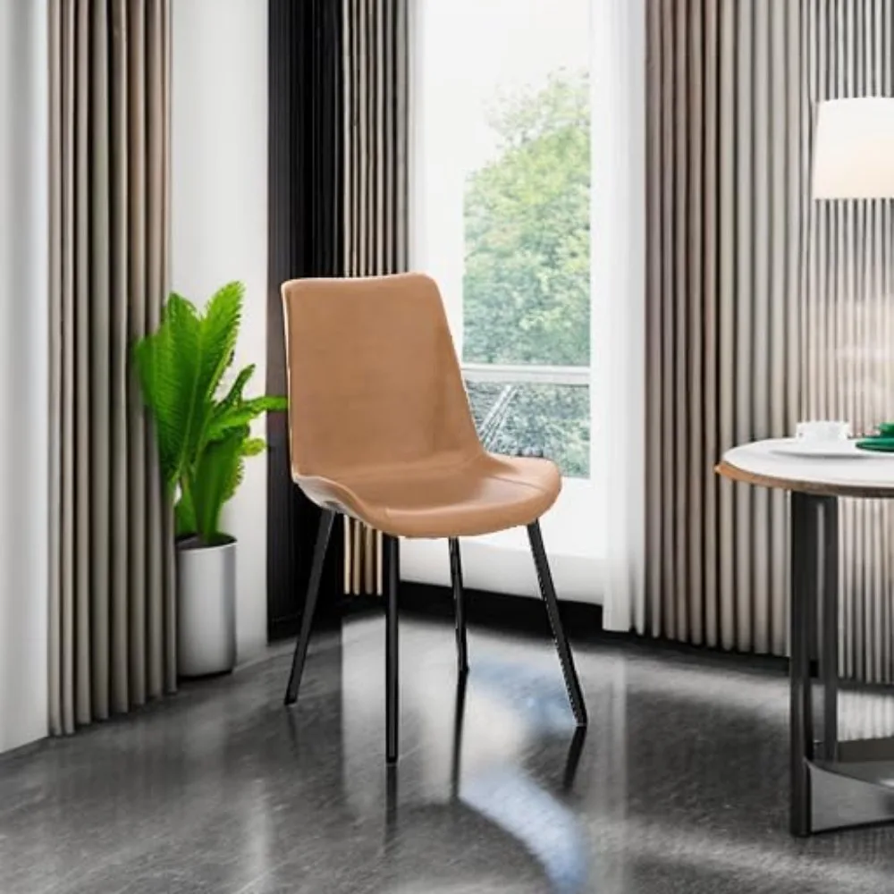 كراسي المطبخ وغرفة الطعام الحديثة، ومقعد وسادة من الجلد الصناعي المنجد وأرجل معدنية قوية