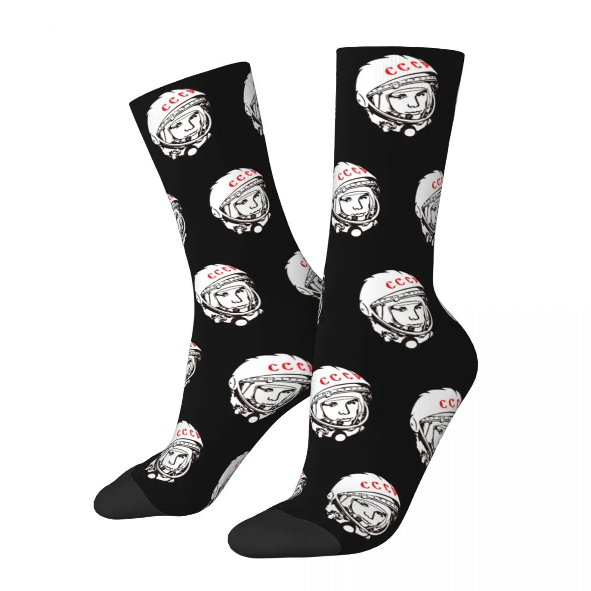 Happy Funny Male Men Socks Harajuku Yuri Gagarin USSR Sock Cosmonaut Soviet Union Astronaut CCCP Women's Socks Autumn Winter