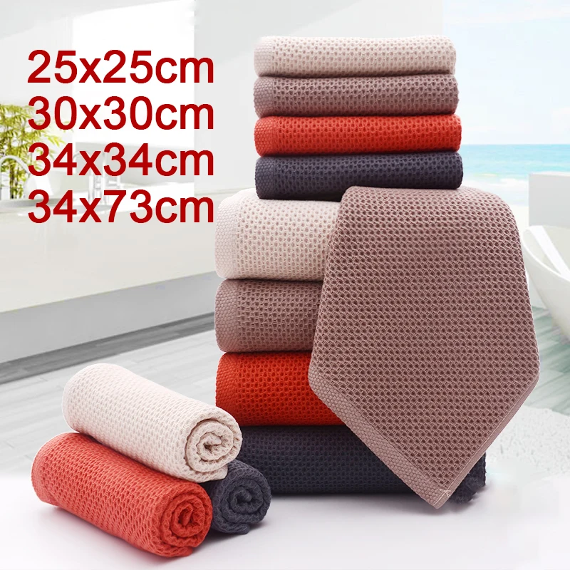 Cotton Towel Soft Absorbent Dishcloth Kitchen Honeycomb Towel Breathable Face Wash Towel Household Cleaning Cloth Wash Cloth