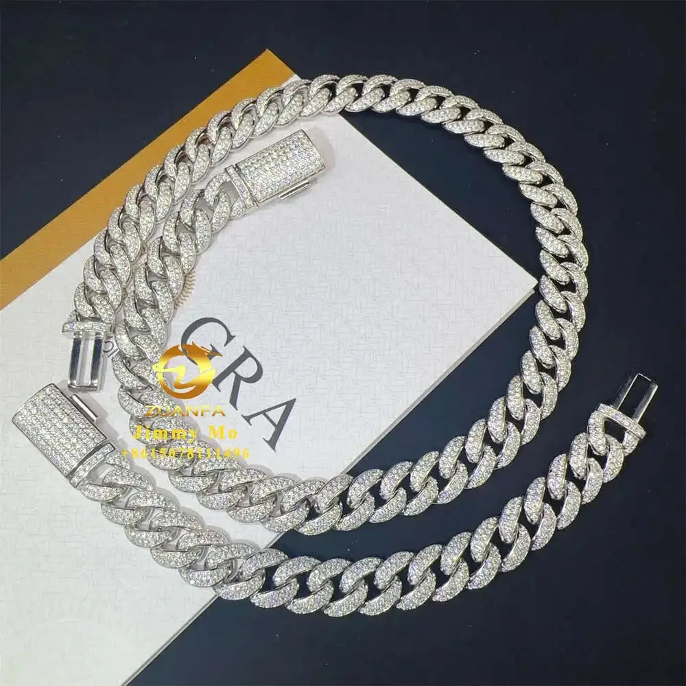 Best Selling 12mm Two Rows Iced Out Man Hip Hop Jewelry Gra Certificates Pass Diamond Tester Vvs1 Moissanite Cuban Link Chain