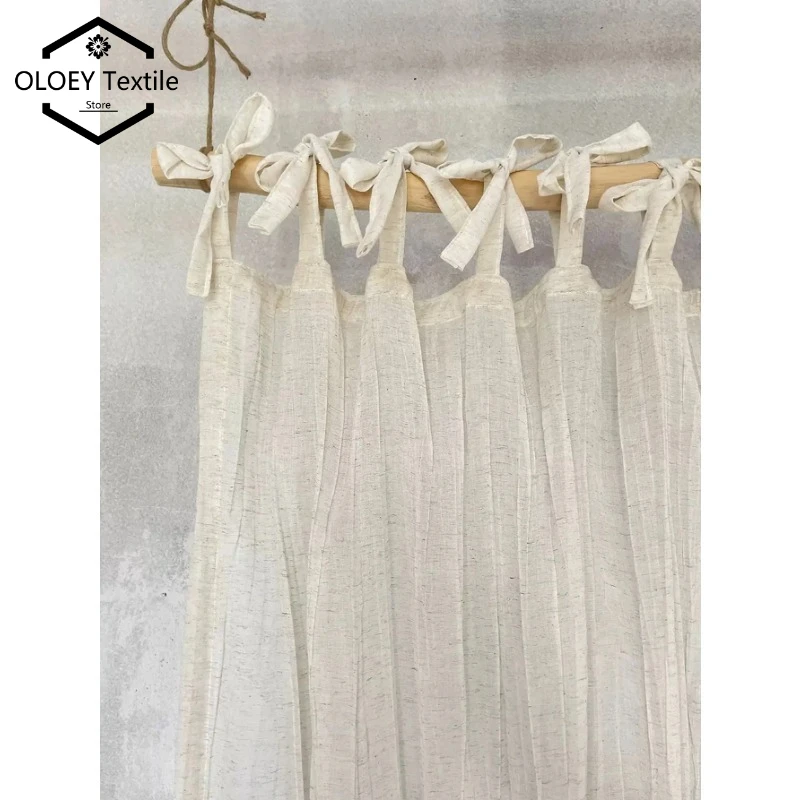 Luxury Soft Voile Japanese Folk Quiet Style Wrinkled Linen Texture Balcony Bedroom Screen Curtain Light Filtering Gauze Custom