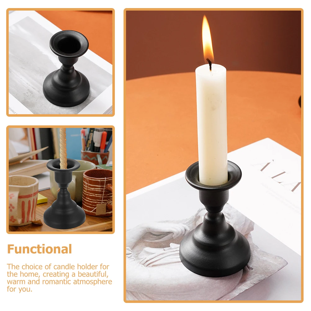 

2Pcs Premium Iron Holder Retro Taper Stand for Tabletop Decorative Use Household Candlelight Display Christmas