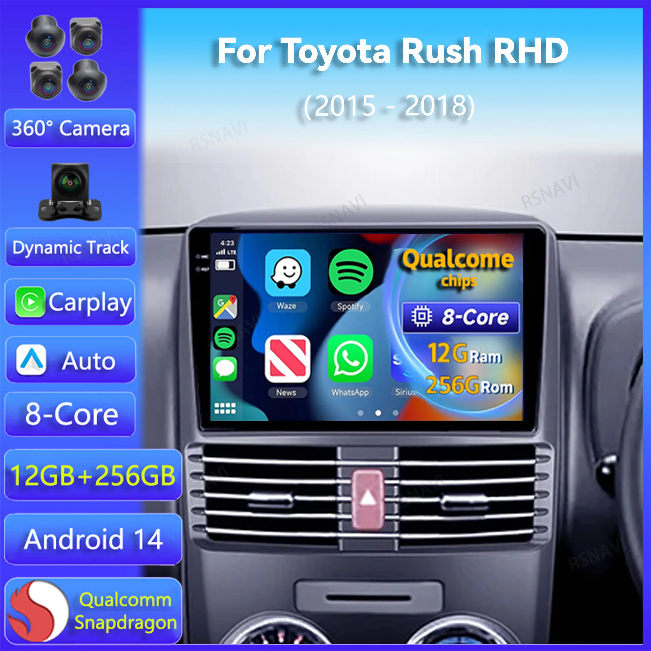 

Android 14 Carplay Auto для Toyota Rush 2015-2018 Правый руль Автомобильный радиоприемник Навигация Беспроводной плеер Видео 2K Экран Стерео