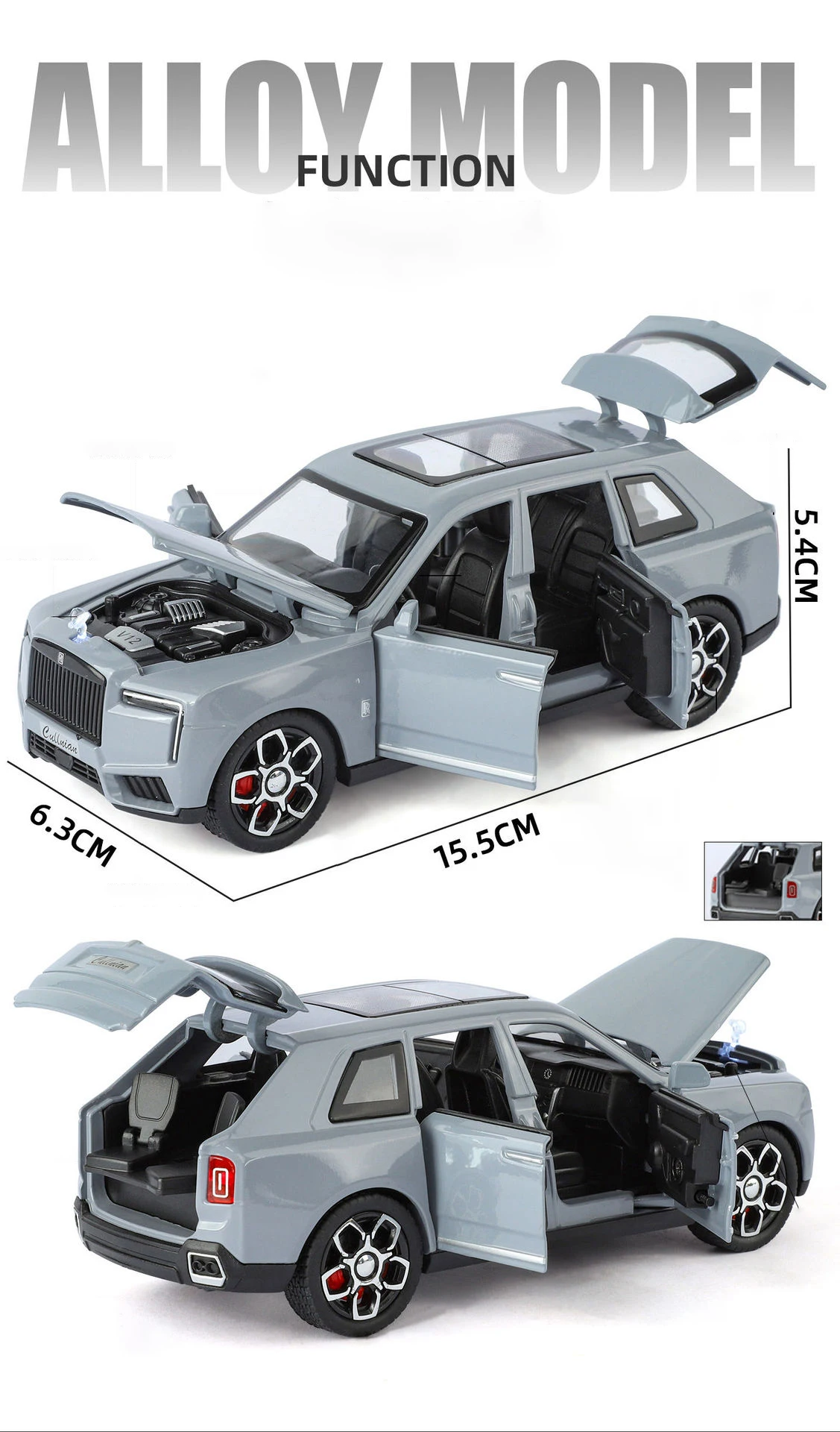 1/32 2025 Rolls Royce SUV Cullinan Legierung Luxusauto Modell Druckguss Metall Spielzeug Geländewagen Auto Modell Sound und Licht Kinder Geschenk – Detail 3