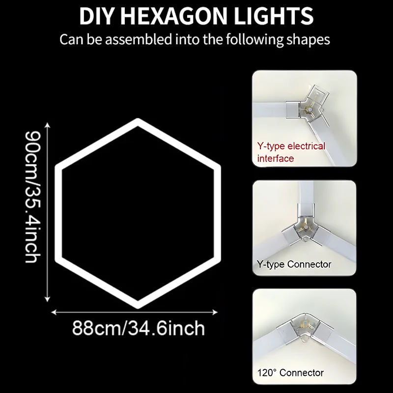 Garagen-Hexagon-LED-Leuchte 50000H Hexagon-LED-Deckenleuchte Superhell 6500K Garagenbeleuchtung für Zuhause, Fitnessraum, Friseursalon, Autodetailing, Bar, Keller, Werkstatt-Deckenbeleuchtung