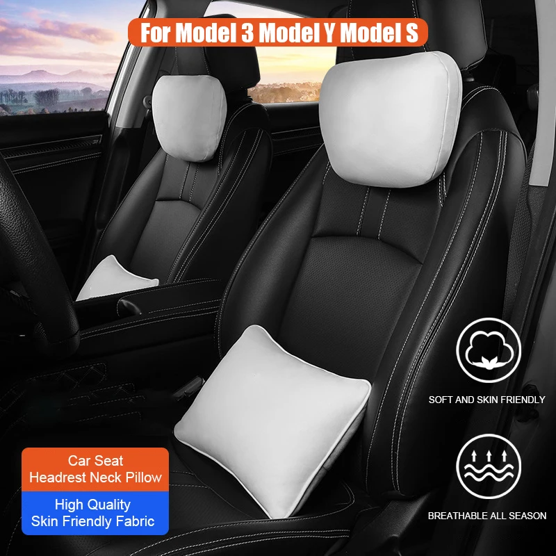 

Car Seat Headrest Neck Pillow Memory Soft Comfort Neck Cushion With Logo Car Accessories for Model 3 Model Y Model S Model X