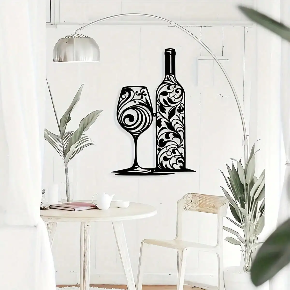 CIFBUY Iron Art Wall Decor Metal Wine Bottle Glass Rustproof Modern Bar Hanging Sculpture For Kitchen Restaurant Home Wall Art